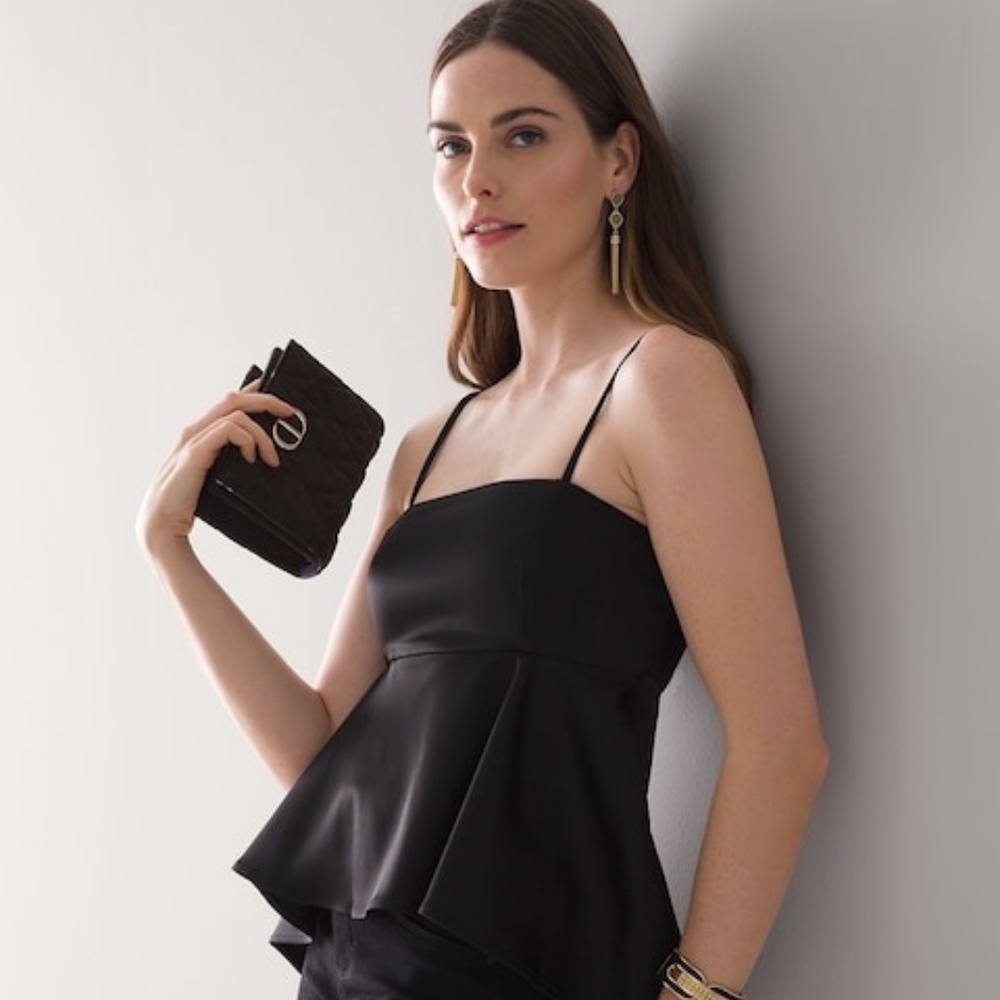 White House Black Market Sleevless Peplum Top Size 12 in Black